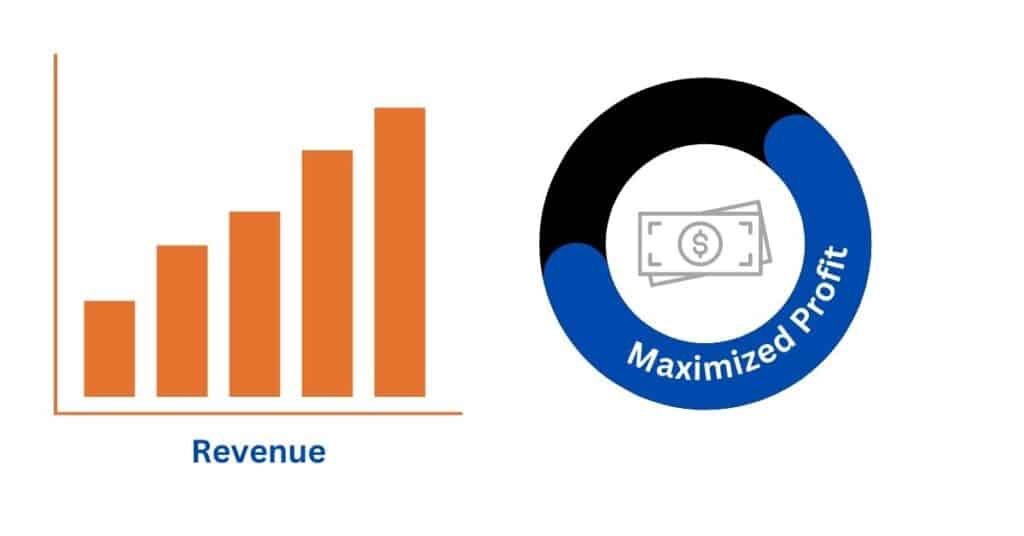 graphic illustrating increasing revenue and maximize profit. 