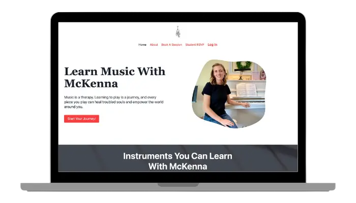 Music Studio Website. White label web design mockup on laptop screen